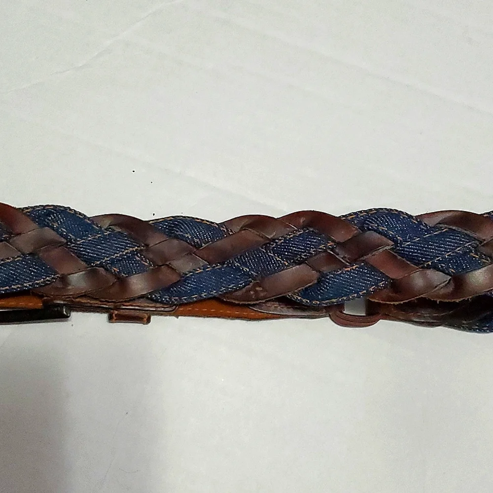 Hand Braided Leather & Denim Rodeo Vintage Casual Belt S/M